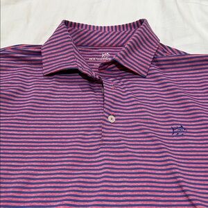 Southern Tide Men's Polo Shirt - Pink and Blue Stripes